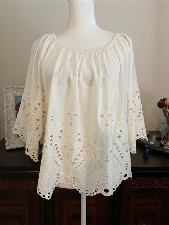 dylan Tops - Dylan cut-out embroidery peasant top size XXL